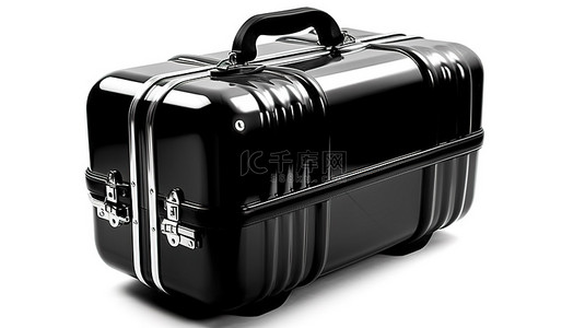 金属黑色手提箱在白色背景上隔离 3d 对象