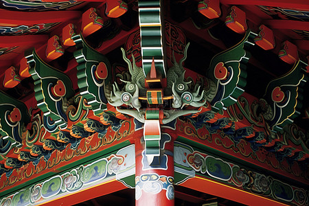 亚洲文化背景图片_玉丹塔中的红龙和绿龙