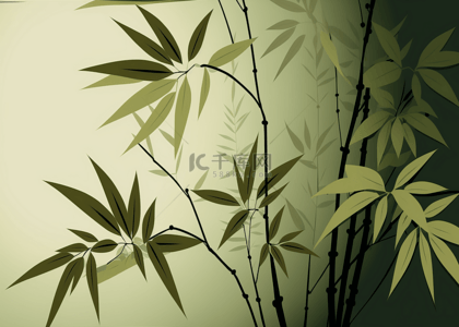 扁平植物绿色插画背景图片_竹子绿色简约背景