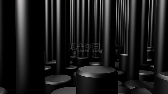 101创造营背景图片_3d 黑色柱子创造出令人惊叹的背景