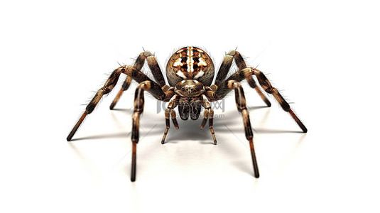 白色背景上蜘蛛昆虫的 3d 插图