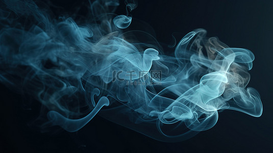 黑色的烟背景图片_具有阴影和亮度遮罩的 3d 平滑有机形状的数字烟雾模拟