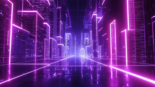 紫色科技感智慧光感城市背景2