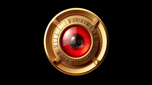 红金板 3d 渲染的社交媒体图标上闪闪发光的眼睛徽章