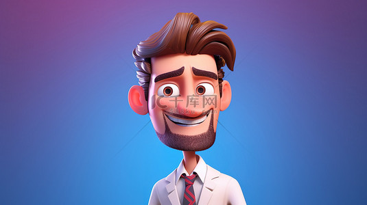 商务肖像背景图片_迷人卡通人物的 3D 插图肖像