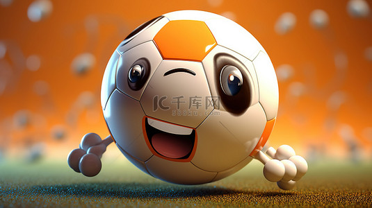 足球卡通人物背景图片_足球的 3d 角色