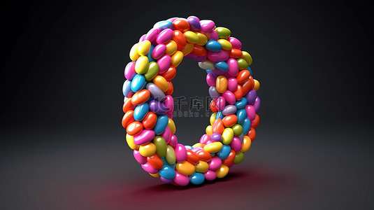 彩虹糖果零与节日背景的 3d 插图
