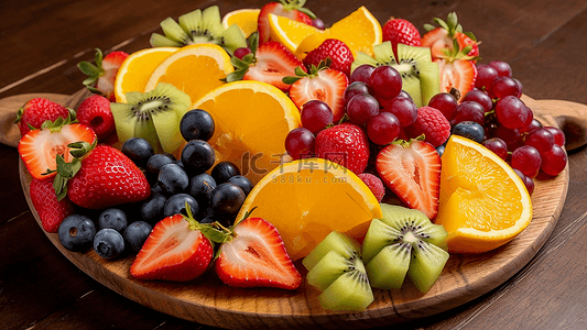 美味的水果背景图片_水果拼盘草莓奇异果背景