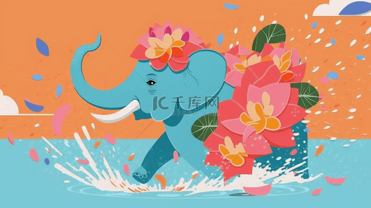 大宋背景图片_泼水节花朵大象背景