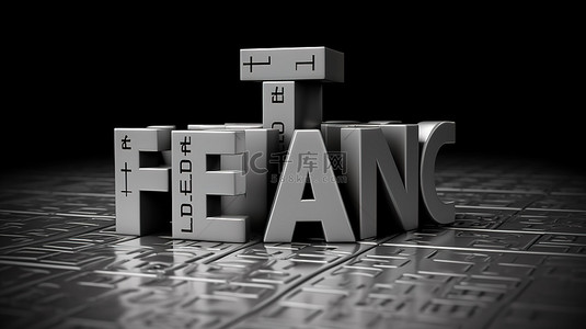 ETF 缩写的灰色 3D 插图，代表金融背景下的交易所交易基金，位于角落