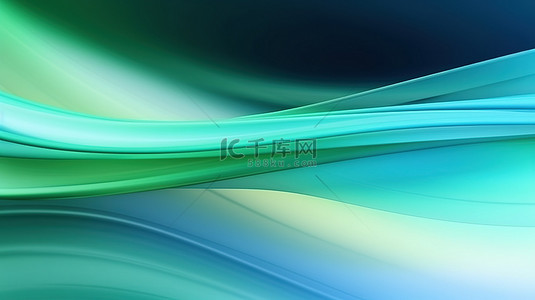 绿色和浅蓝色色调的模糊运动抽象背景的真实 3D 渲染