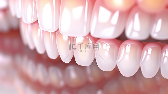 牙科手术背景图片_3d 渲染的特写美白牙齿隔离