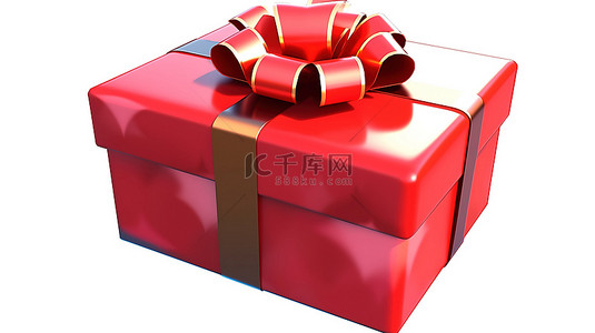 红色礼品盒背景图片_在白色背景 3d 渲染上隔离的红色礼品盒