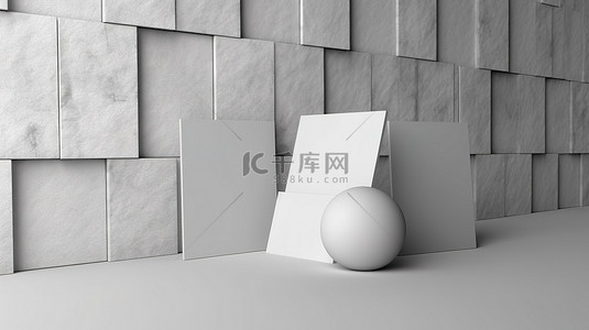 3D 空白纸卡作为创意概念显示在组合墙上