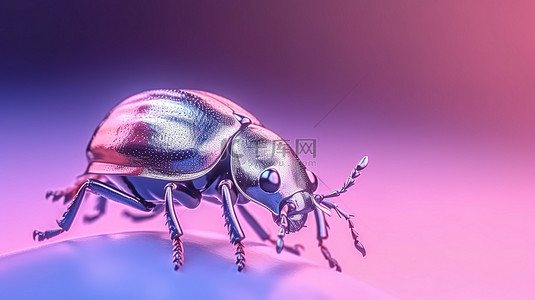 卡通的瓢虫背景图片_令人惊叹的双色调 3D 渲染粉色瓢虫，细节逼真