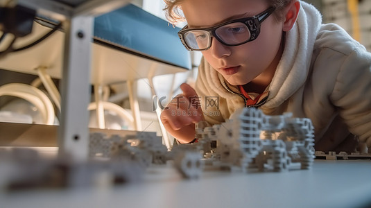 矢量帅哥背景图片_佩戴安全护目镜的学生专注于构建平台上的 3D 打印模型