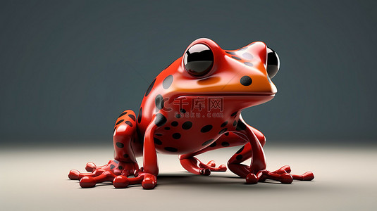 食趣背景图片_3D 艺术品中活泼的红青蛙