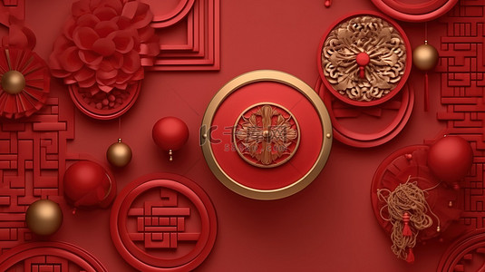 东方黄金背景图片_明亮的中国新年背景完美适合横幅海报贺卡和小册子令人惊叹的 3D 渲染