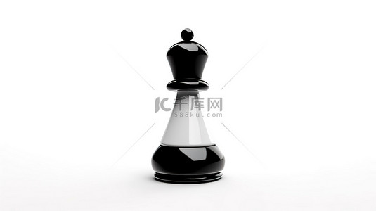 白象棋主教面朝下躺在孤立背景上的 3D 插图