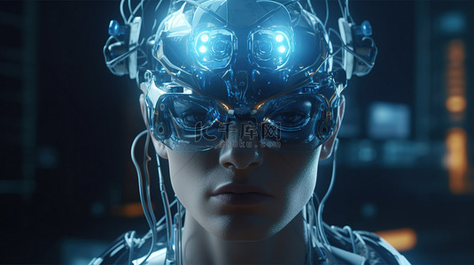 科技背景眼背景图片_显示机器人界面的全息增强现实眼镜