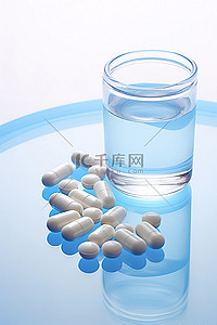 容器的水背景图片_水和胶囊以及药丸容器