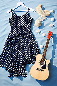衣服吉他沙滩裙和其他物品