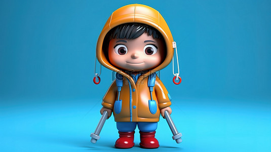 异想天开的 3D 艺术作品描绘了一个穿着雨衣的顽皮孩子
