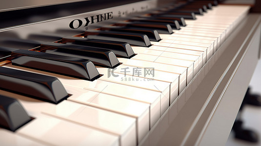 浅色背景上一个八度钢琴键的 3D 渲染