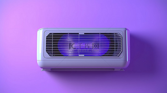 带有室外空调机组的紫色背景的 3D 渲染