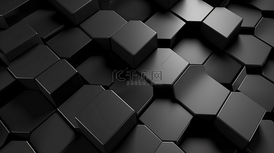 简约蜂窝格背景图片_简约黑色背景上六角形的时尚 3D 设计