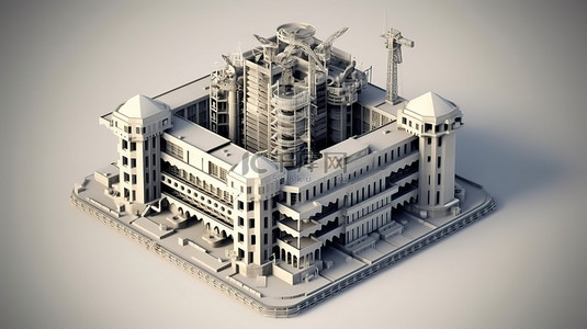 公司战略背景图片_概念化公司大楼的商业 3D 渲染