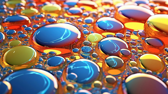 气泡光背景图片_优雅的 3D 艺术作品，由闪闪发光的气泡组成，具有抽象反射现代色调和柔和的曲线形式
