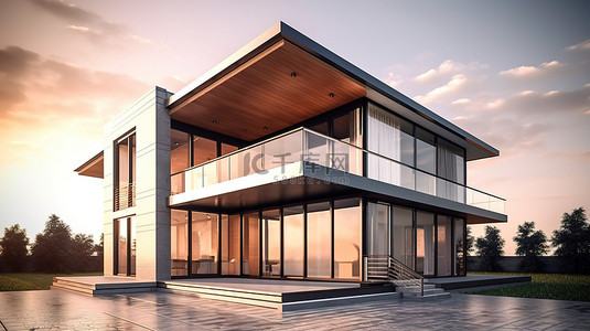 素描艾草背景图片_建筑住宅项目以令人惊叹的 3D 效果图可视化