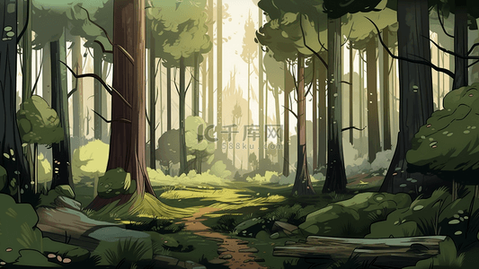 森林植物背景插画