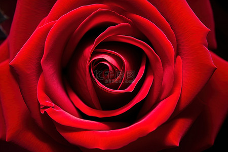 一朵玫瑰，其螺旋中心悬挂在上面