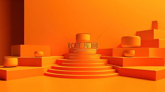 3d 渲染中的橙色主题颁奖台