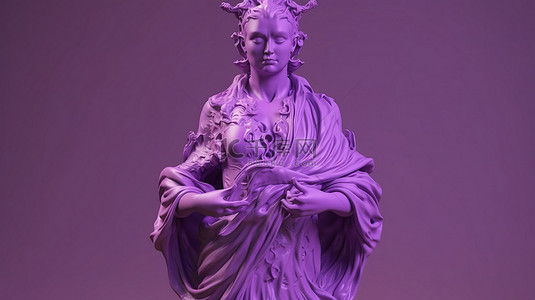 紫罗兰雕像 3d 渲染与尖叫的胸部