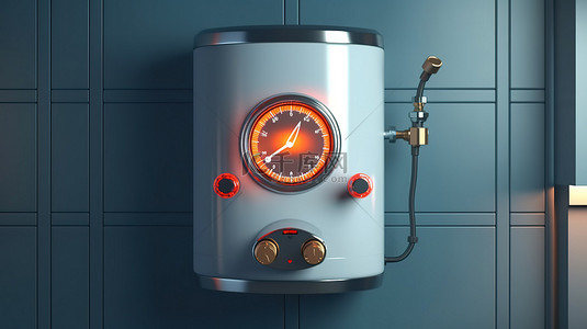 沸騰背景图片_仪表板配备电和燃气热水器的 3D 插图