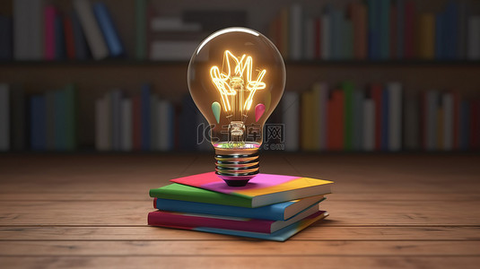 学习书包背景图片_想法教育 3D 渲染灯泡概念，并提供学校和大学学习的剪切路径