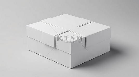 产品包装盒背景图片_3D 渲染的白色产品包装盒，在干净的白色背景上带有挂槽