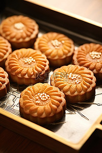 甜饼背景图片_烤盘上的中国香港甜饼干的图像