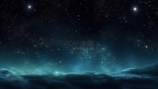 澳门银河背景图片_水平黑色繁星夜空的无尽宇宙 3D 插图