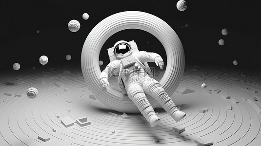 人物素描卡通睡觉背景图片_自由落体 3D 宇航员的平线艺术设计