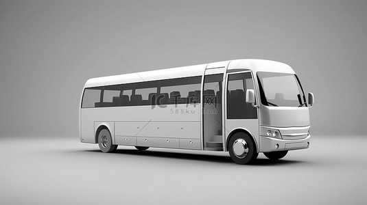 紧凑型白色巴士，适合城市和郊区的多功能旅行，是定制品牌和广告的理想选择