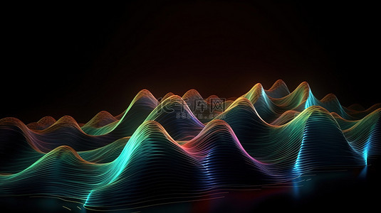 3D 渲染中的抽象线波背景