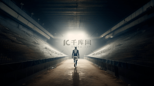 足球运动员背影入场广角摄影广告背景