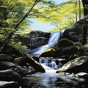 博尔德背景图片_北卡罗来纳州博尔德山瀑布