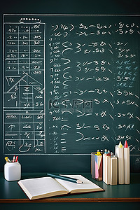 一块黑板和白铅笔，上面写着一些公式