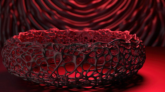 惊叹框背景图片_以 3D 线框渲染的奢华新红色网格圆圈，呈现令人惊叹的视觉效果