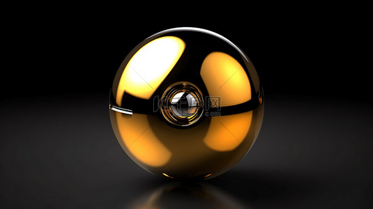 黑色背景下金铬球体的时尚 3D 渲染